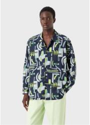 Giorgio Armani Риза с дълъг ръкав Emporio Armani Abstract Print Long Sleeve Shirt - Navy