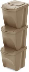 KEDEN Set de coșuri pentru sortare Sortibox Eco Wood 3×25 l, Naturo Cos de gunoi