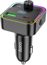hoco. Bluetooth FM transmitter, 1xUSB / 1xType-C, QC3.0 / PD 30W, BT5.0, fekete, Hoco Pole E81