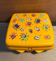 Tupperware Uzsidoboz/uzsonnás doboz, Nagy, Narancs szörnyecskés - Tupperware