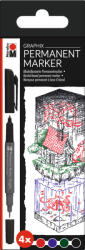  Marabu Permanent Marker Graphix kétvégű tűfilc szett - "ONCE UPON A TIME", 4 db