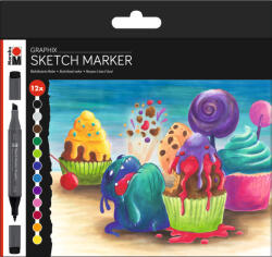 Marabu Sketch Marker Graphix vázlatfilc szett - "SUGARHOLIC", 12 db