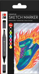 Marabu Sketch Marker Graphix vázlatfilc szett - "HEAT", 6 db
