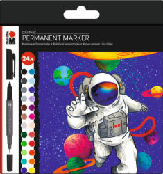  Marabu Permanent Marker Graphix kétvégű tűfilc szett - "HERO OF GALAXY", 24 db