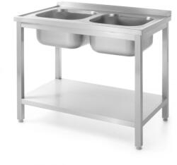 Hendi Rozsdamentes dupla mosogatós asztal - 700 mm - Kitchen Line - 1000x700x(H)850mm - HENDI 812969