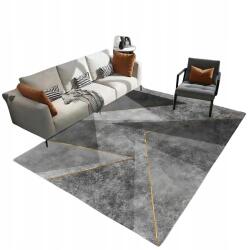 Dywanopol Szőnyeg Szürke 220X160 Geometrikus Háromszögek Arany Fekete Modern Elegáns (BLACKGOLD-09-160X220)