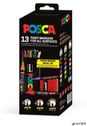 uni Dekormarker készlet, Posca fém dobozos, UNI "Posca", 13 különböző szín - alter