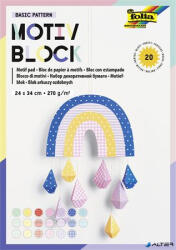 FOLIA Dekorkarton, 2 oldalas, 24x34 cm, 270 g, 20 lap, FOLIA "Basic Rainbow", 20 különböző minta (48249) - alter