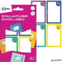 Avery Zweckform Füzetcímke, 68x46 mm, kézzel írható, AVERY ZWECKFORM, vicces, 8 címke/csomag (SCHOOL8S) - alter