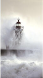  Casadeco Rivage 84269216 PANORAMIQUE PHARE de FELGUEIRAS Natur Tengeri vihar a világítótoronynál krémsárga szürke barna falpanel (84269216)
