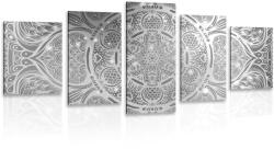 Dovido Tablou 5-piese Mandala indiană cu un fundal galactic în design alb-negru - 100x50