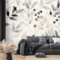 Dovido Tapet autoadeziv frunze și fructe de pădure alb-negru în acuarelă - 392x264