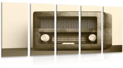 Dovido Tablou 5-piese retro radio în design sepia - 150x75