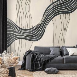 Dovido Tapet autoadeziv valuri abstracte alb-negru - 490x330