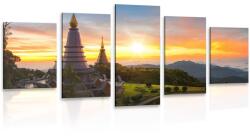 Dovido Tablou 5-piese răsărit de soare de dimineață deasupra Thailanda - 150x75