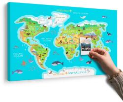 Dovido Tablou pe plută harta lumii geografică pentru copii - 90x60 wooden