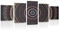 Dovido Tablou 5-piese Mandala cu modelul de soare în nuanțe de violet - 150x75