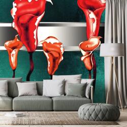 Dovido Tapet calla lilly roșii abstracte - 147x99