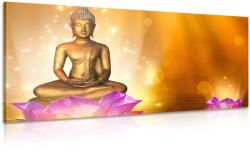 Dovido Tablou statuie Buddha pe o floare de lotus - 100x50