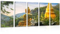 Dovido Tablou 5-piese vedere la Buddha de aur - 150x75