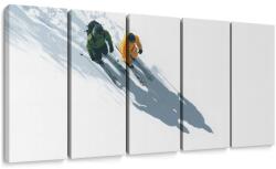 Dovido Tablou 5-piese aventură de schi de iarnă - 150x75