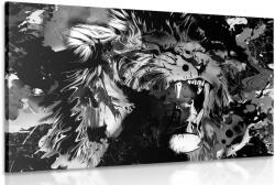 Dovido Tablou capul de leu colorat în design alb-negru - 90x60