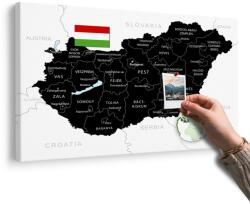 Dovido Tablou pe plută hartă neagră stilizată a Ungariei - 120x80 wooden