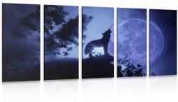 Dovido Tablou 5-piese lupul în luna plină - 150x75