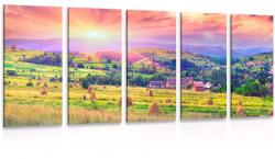 Dovido Tablou 5-piese grămadă de fân în munțile carpaților - 200x100
