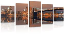 Dovido Tablou 5-piese reflexie Manhattanului în apă - 100x50