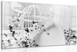 Dovido Tablou natura moartă romantică în stilul vintage în design alb-negru - 150x100