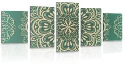 Dovido Tablou 5-piese Mandala pe un fundal turcoaz - 100x50
