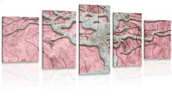Dovido Tablou 5-piese copacul abstract pe lemn cu contrast roz - 200x100