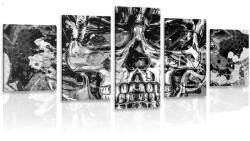 Dovido Tablou 5-piese craniu de artă în design alb-negru - 150x75