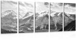 Dovido Tablou 5-piese panorama montană frumoasă în design alb-negru - 100x50