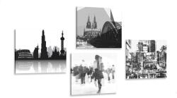 Dovido Set tablouri viața în marele oraș în design alb-negru cu atingere abstractă - 4x 60x60