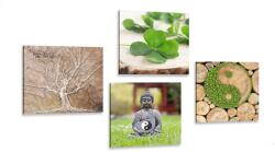 Dovido Set tablouri Feng Shui cu elementele naturii - 4x 40x40