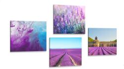 Dovido Set tablouri lavandă cu abstracție - 4x 40x40