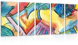 Dovido Tablou 5-piese artă abstractă viu colorată - 200x100