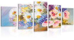 Dovido Tablou 5-piese pictură în ulei a florilor de vară - 200x100