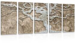 Dovido Tablou 5-piese copacul abstract pe lemn în design bej - 100x50