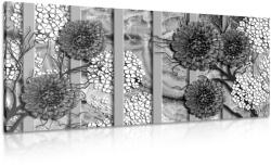 Dovido Tablou flori abstracte pe fundal din marmură alb-negru - 120x60