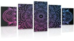 Dovido Tablou 5-piese Mandala pe un fundal negru - 150x75 - dovido - 352,87 RON