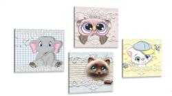 Dovido Set tablouri animăluțe în design pentru copii - 4x 60x60