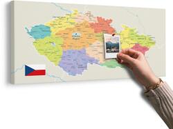 Dovido Tablou pe plută hartă stilizată a Cehiei cu steag - 120x60 color mix