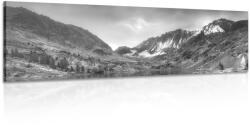 Dovido Tablou munți maiestuoși cu lacul în design alb-negru - 150x50