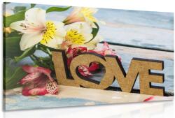 Dovido Tablou cu inscripție din lemn Love - 60x40