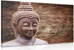 Dovido Tablou statuie Budha pe fundalul din lemn - 40x30