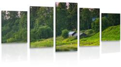 Dovido Tablou 5-piese căsuțe de basm lângă râu - 200x100