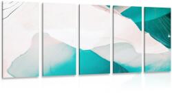 Dovido Tablou 5-piese abstracție albastră modernă - 100x50